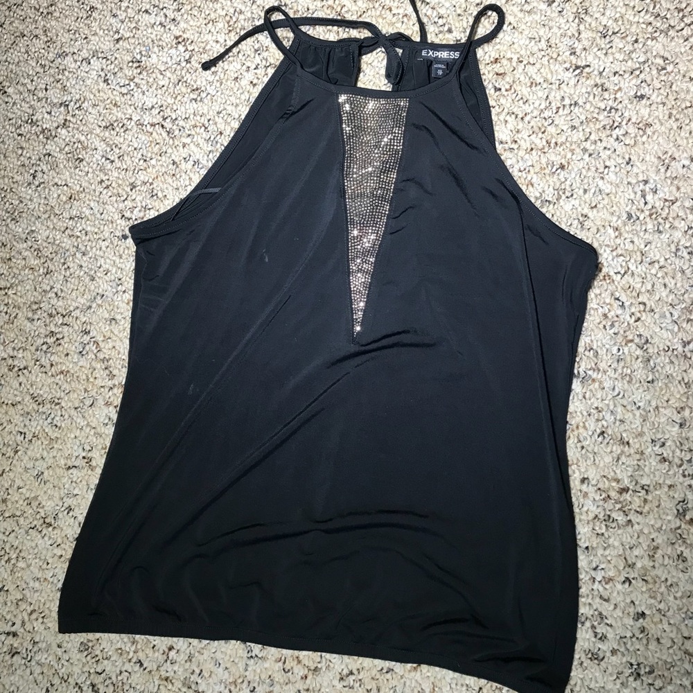 Express high neck black silk top
